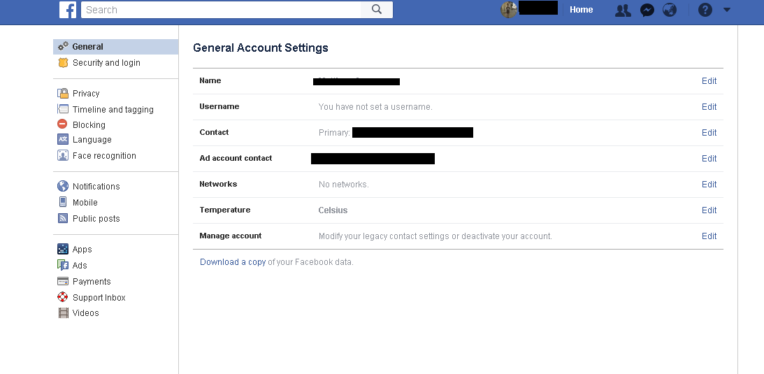 Download Facebook data